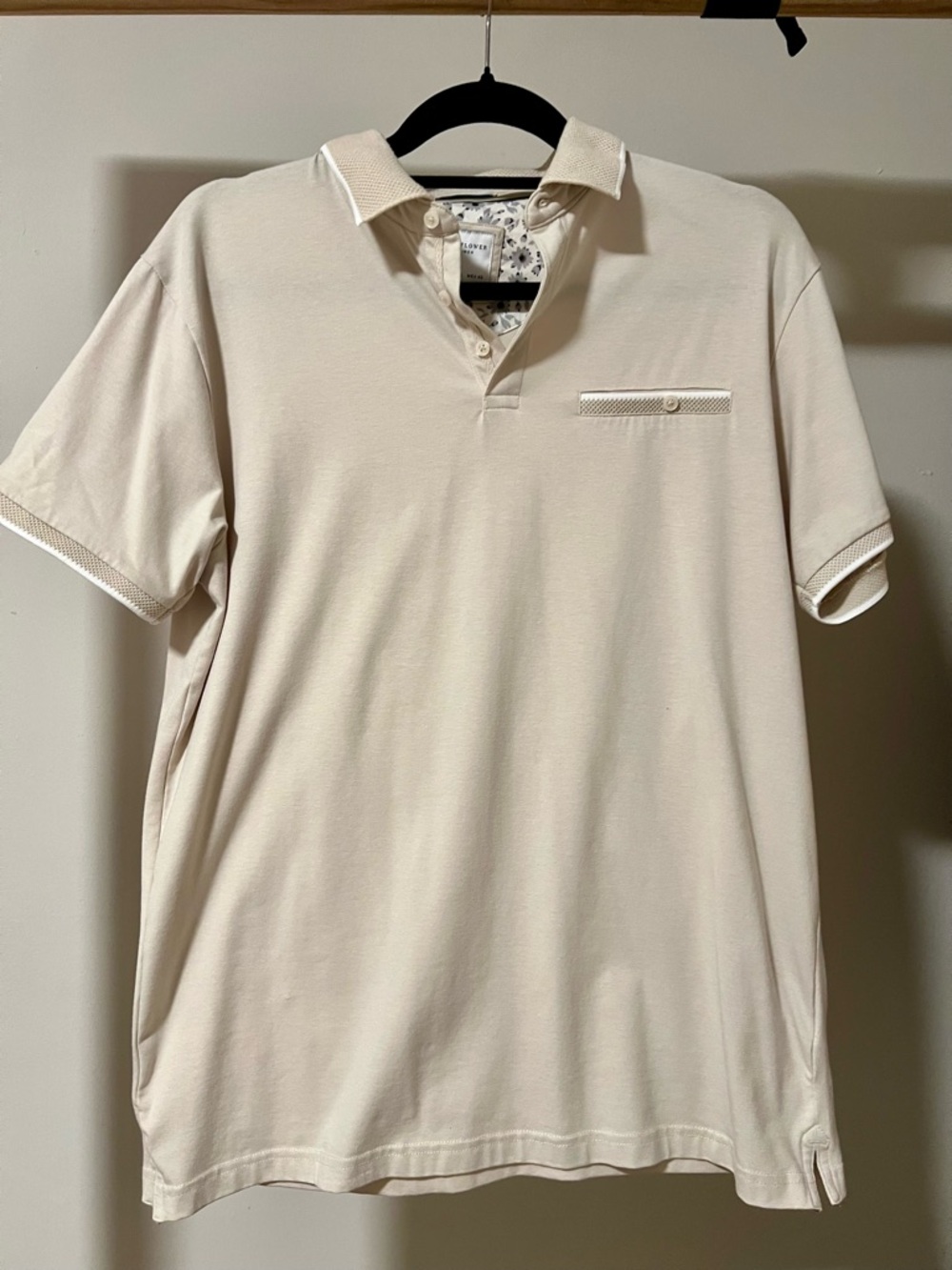 Men's Short Sleeve Polo in Light Cream